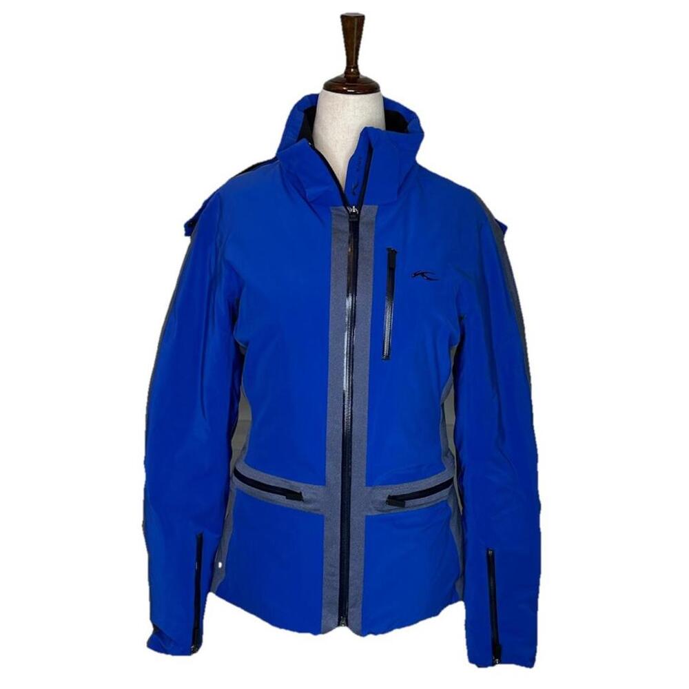 KJUS Nuna Ski Jacket 100% Duck Down Hooded Blue Gray Womens 36/ S Zip Pockets